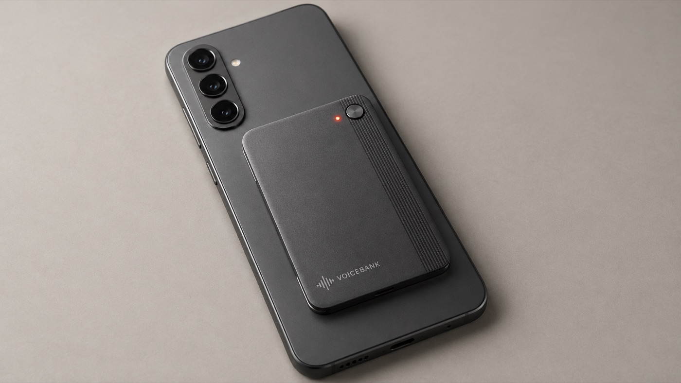 VOICEBANK на задней панели Android-телефона
